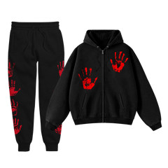 HANDPRINT HOODIE SET (BLACK)