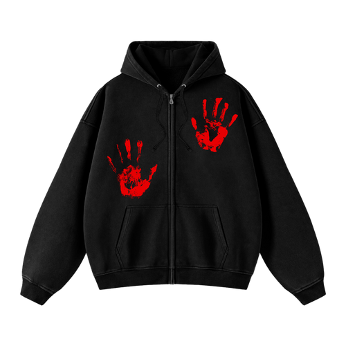 HANDPRINT ZIP HOODIE (BLACK)