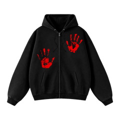 HANDPRINT ZIP HOODIE (BLACK)