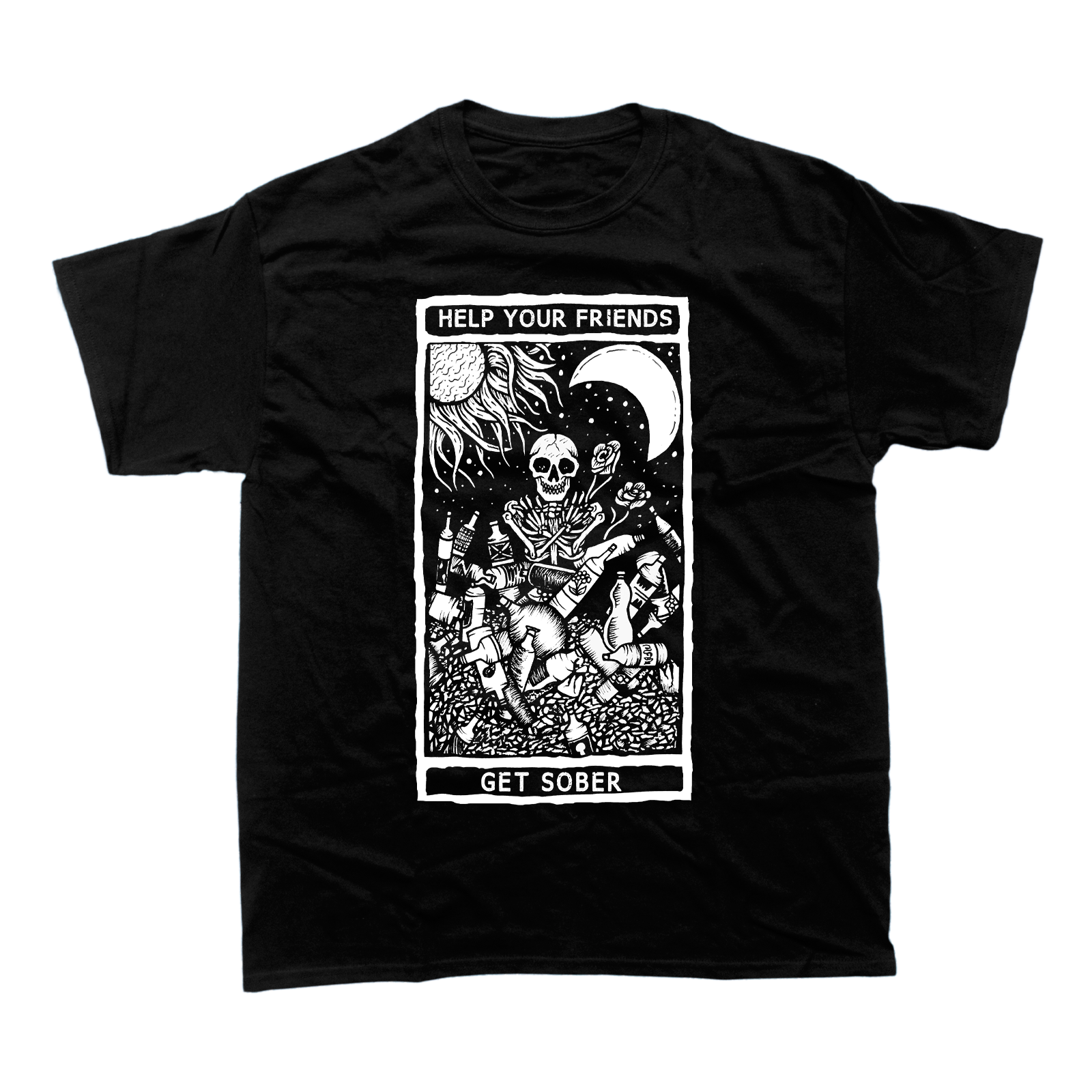 HELP YOUR FRIENDS GET SOBER T-SHIRT (BLACK)