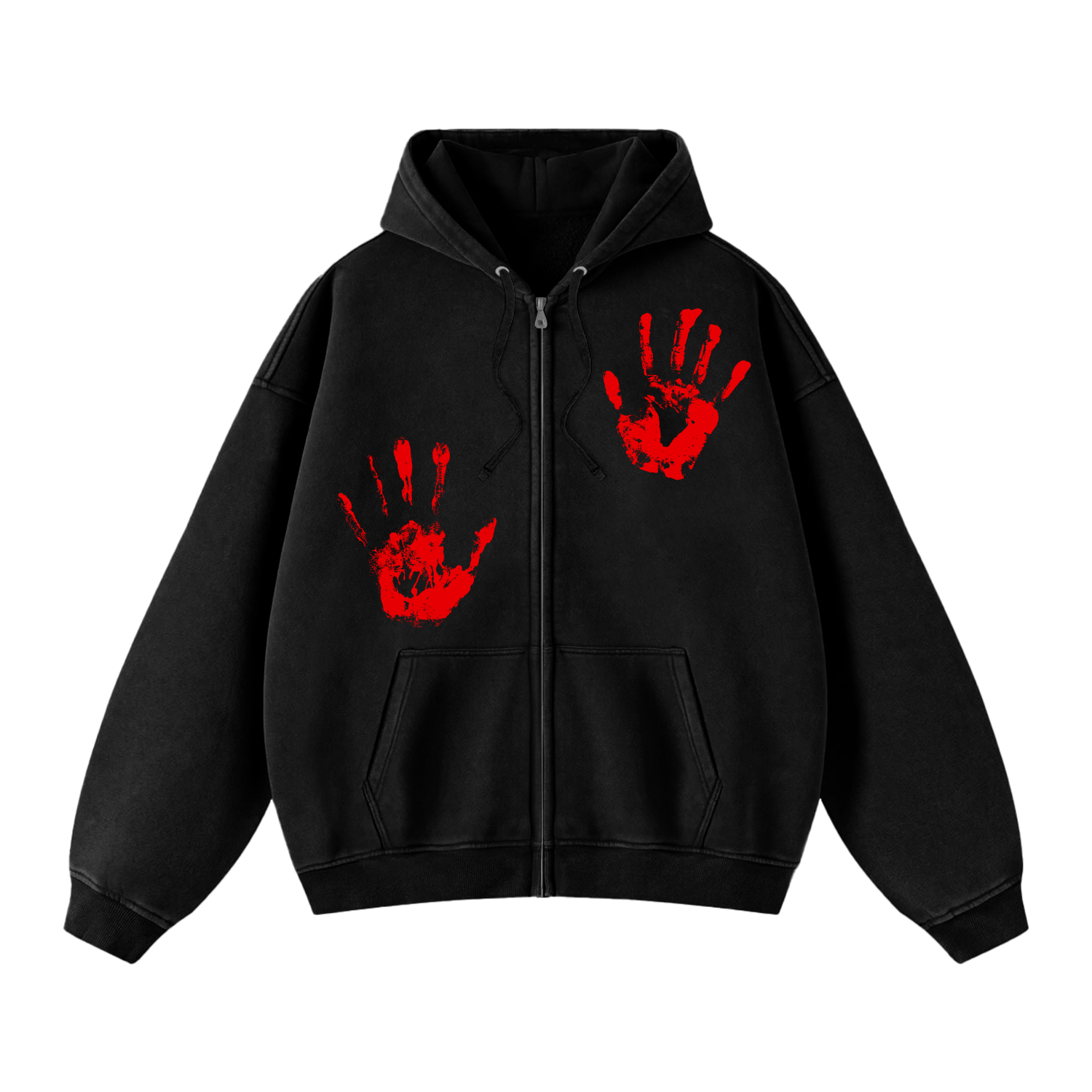 HANDPRINT ZIP HOODIE (BLACK)