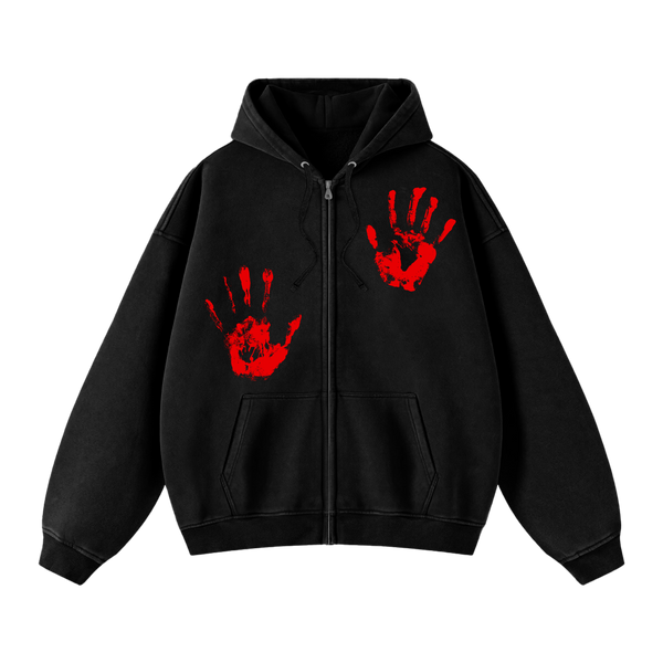 HANDPRINT ZIP HOODIE (BLACK)