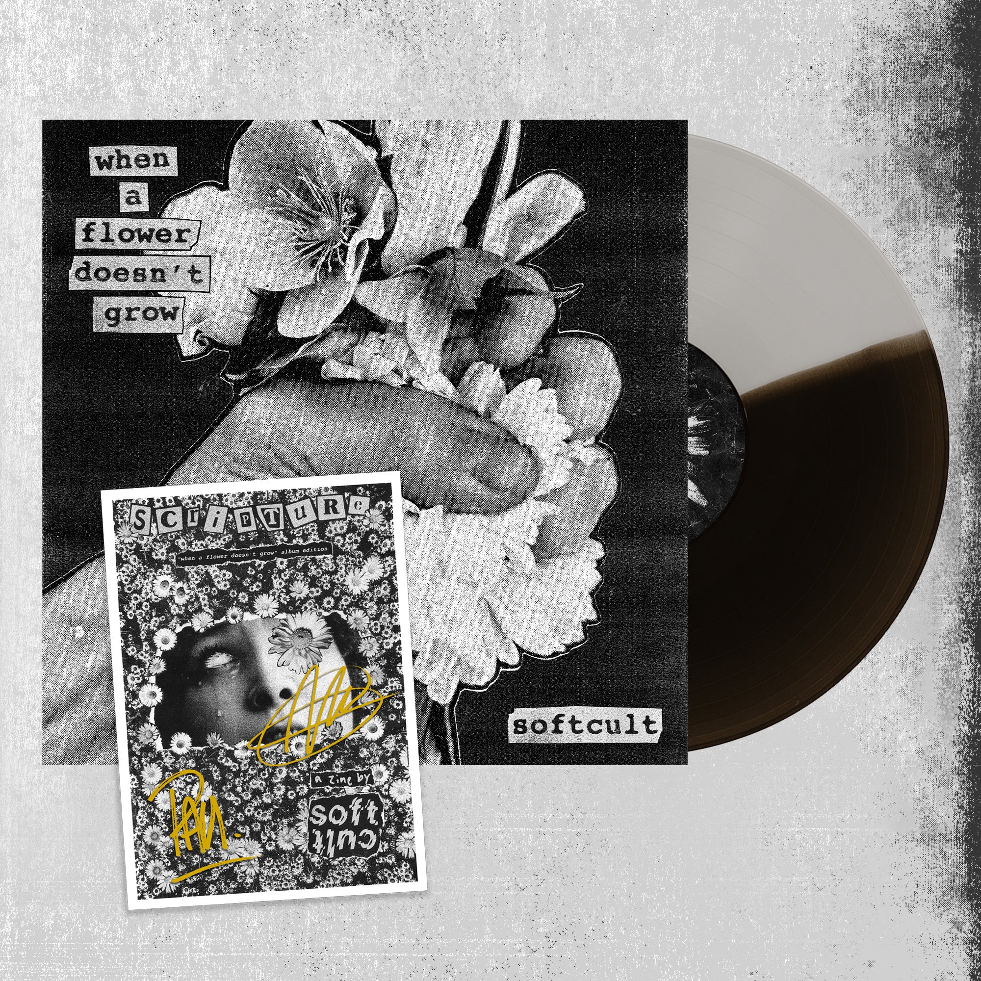 Softcult - When A Flower Doesn't Grow (Black/Grey LP) + Zine (Signed)