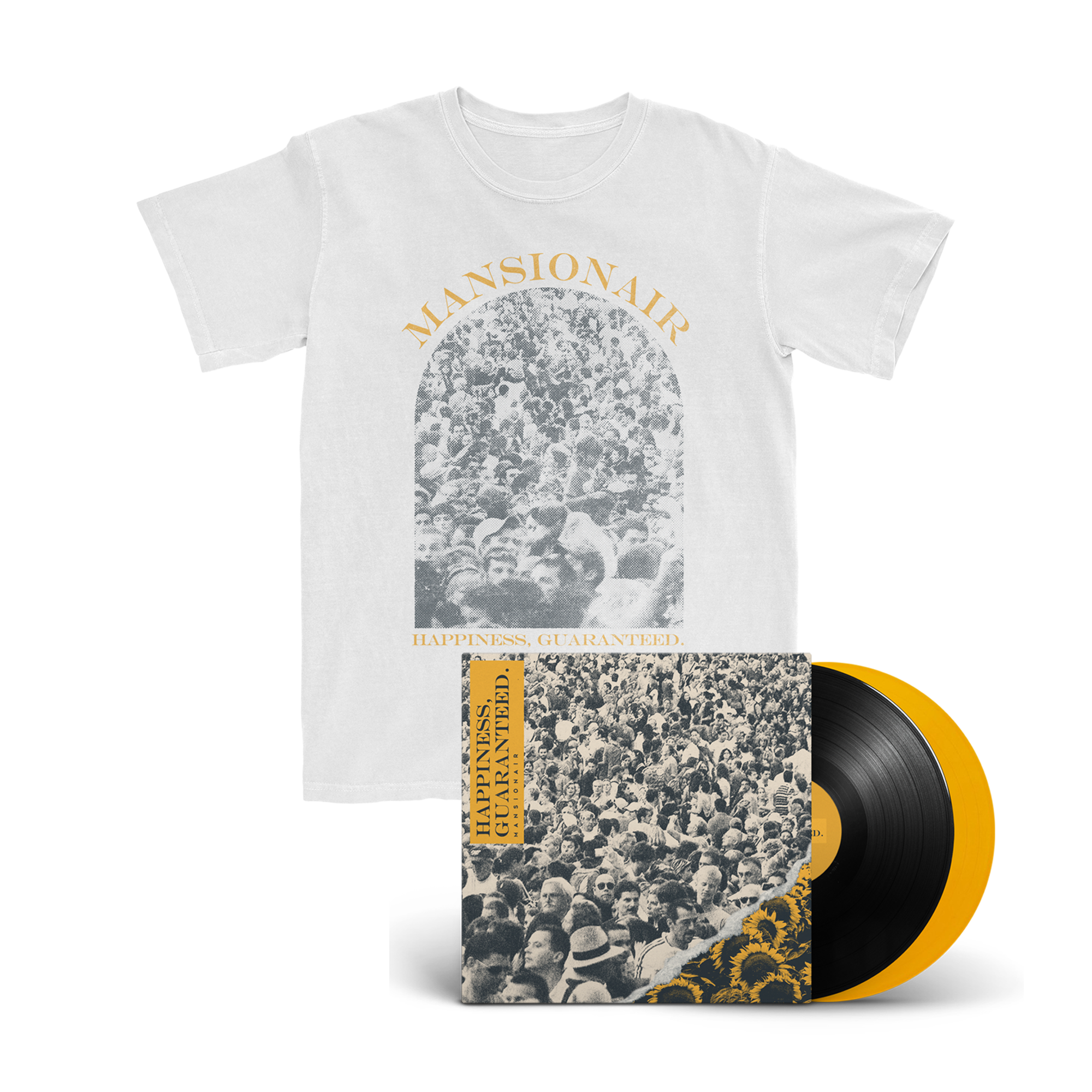 Mansionair | 'Happiness, Guaranteed' T-Shirt + Vinyl Bundle