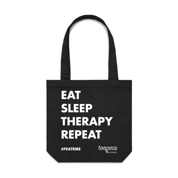 Too Peas Eat Sleep Therapy Repeat Tote Bag